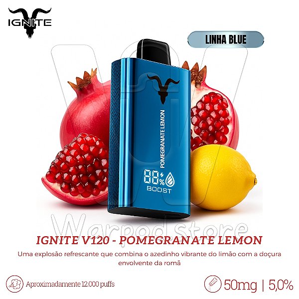 Pod Desc Ignite V120 12.000 (BLUE) - Pomegranate Lemon
