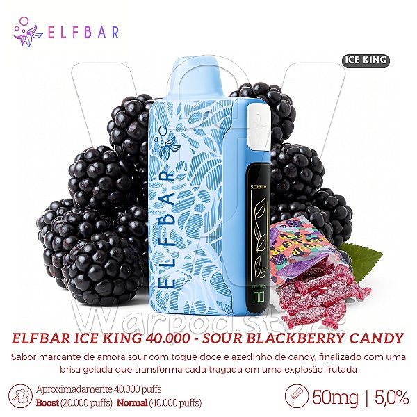 Pod Desc Elfbar Ice King 40.000 - Sour Blackberry Candy