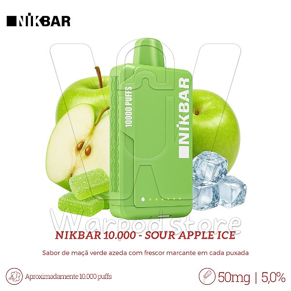 Pod Desc Nikbar 10.000 - Sour Apple Ice