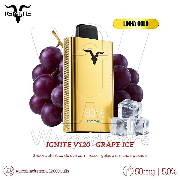 Pod Desc Ignite V120 12.000 (GOLD) - Grape Ice