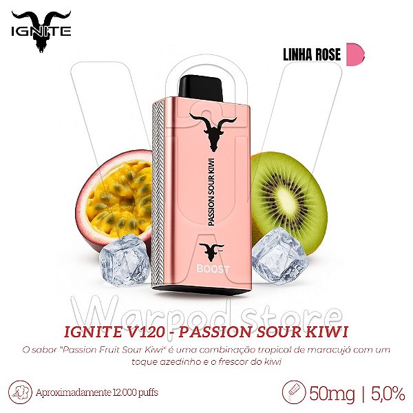 Pod Desc Ignite V120 12.000 (ROSE) - Passion Sour Kiwi