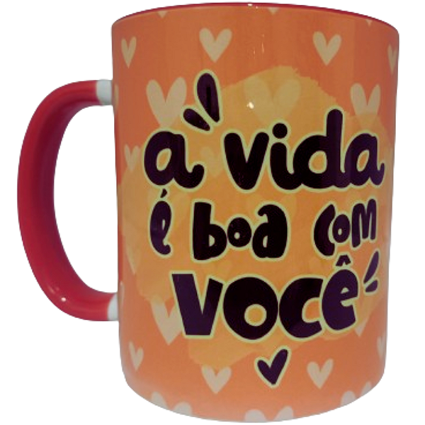 Caneca Branca Alça e Interior colorido