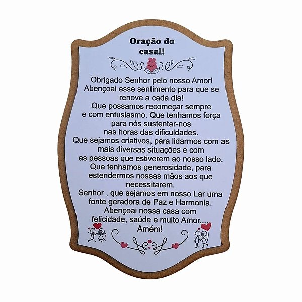 Placa Oração Casal