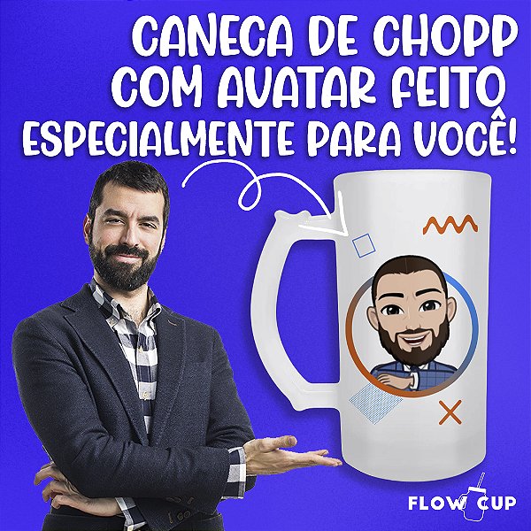 Caneca de Chopp de Vidro com seu Avatar!