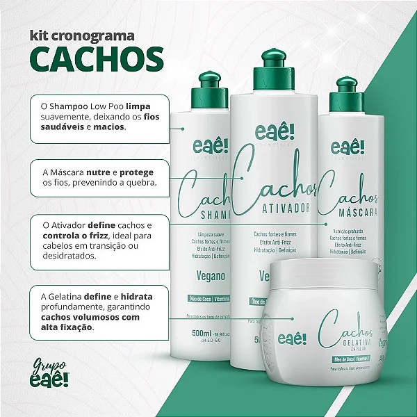 Kit De Cachos Vegano Eaê Cosméticos 4x500ml