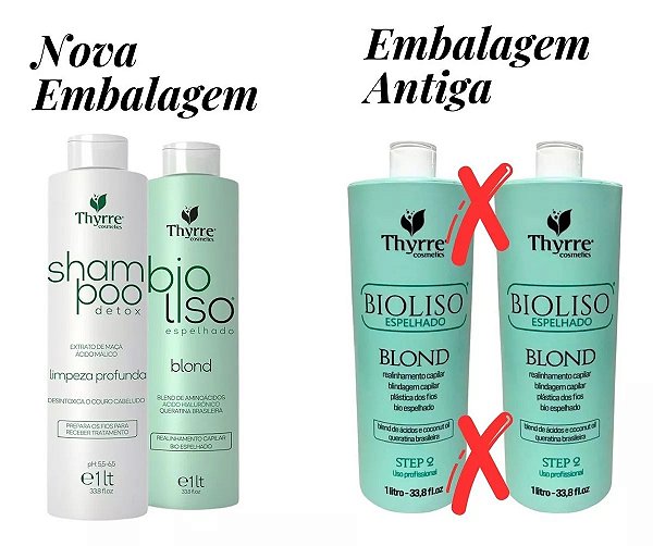 Kit Bio Liso Espelhado   Blond Thyrre Cosmeticos 2x1 litro