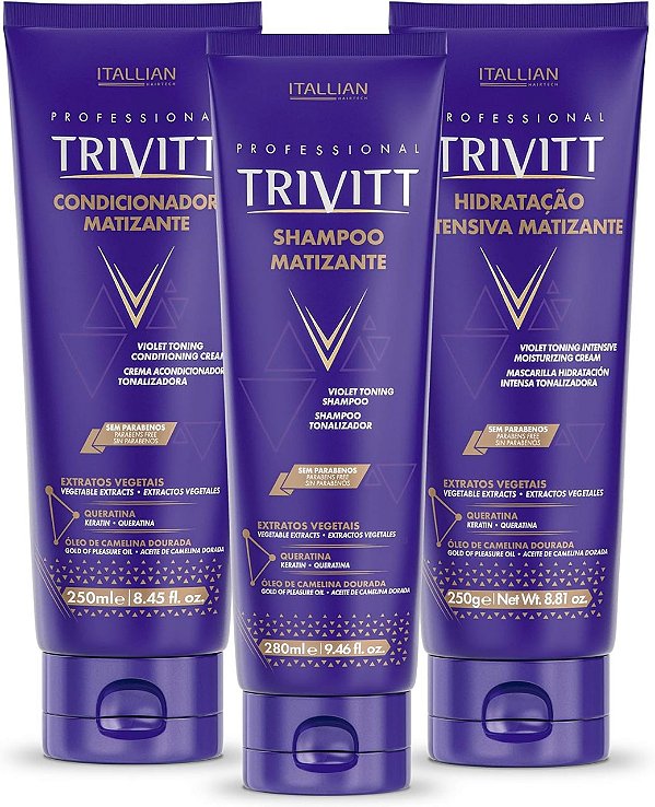 Itallian Hairtech Kit Homecare Trivitt Matizante 3 Itens