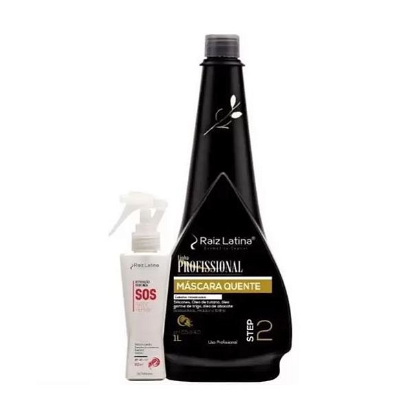 Kit  Restauracão S.o.s Máscara Quente 1L + s. O. S Repair 120ml  Raiz Latina