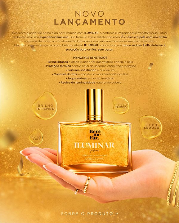 Perfume Capilar Bem Me Faz 50ml Cabelo e Corpo Iluminar