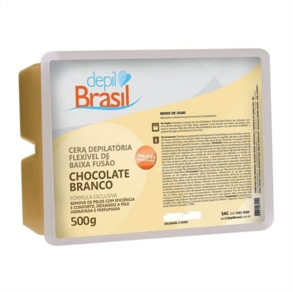 Cera Depilatória Quente Elástica Chocolate Branco Depil Brasil 500g