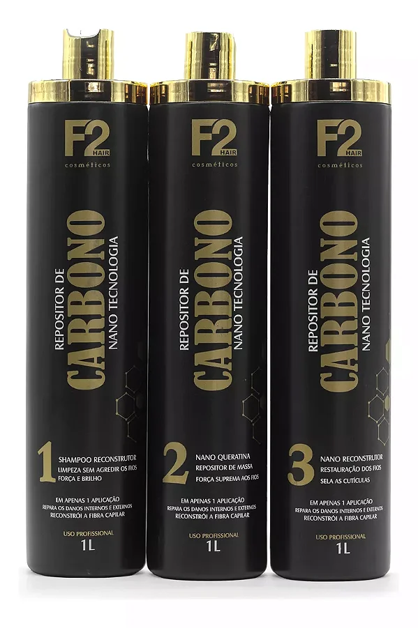 F2 Cosmeticos Kit Repositor de Carbono 3 passos