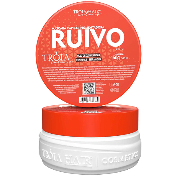 Máscara Capilar Pigmentadora Troia Colors Ruivo 150g Cor fantasia - Troia Hair