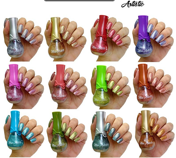 MISS ARTISTIC - Lacinho - Cor B703 - 14ml - Esmalte Glitter Efeito Holográfico