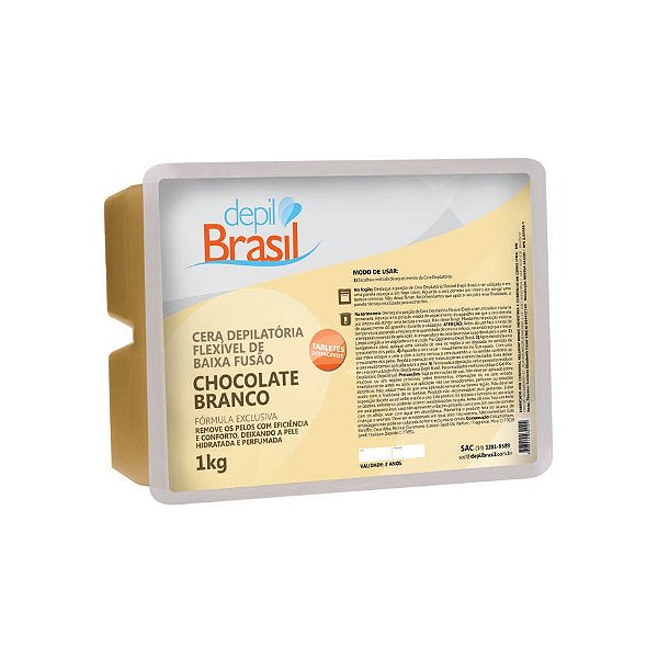 Cera Depilatória Quente Elástica Chocolate Branco Depil Brasil 1kg