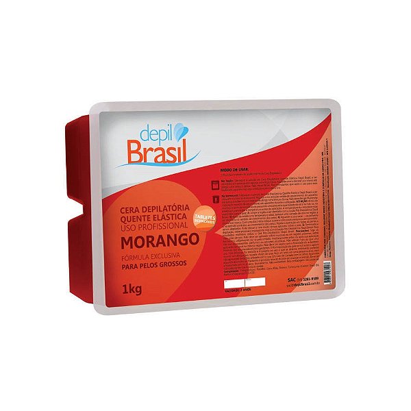 Cera Depilatória Quente Elástica Morango Depil Brasil 1kg