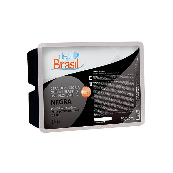 Cera Depilatória Quente Elástica Negra Depil Brasil 1kg