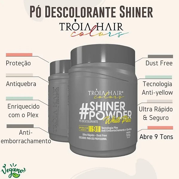 Pó Descolorante #SHINE POWDER White Plex Tróia Hair Cosmetics 500gr