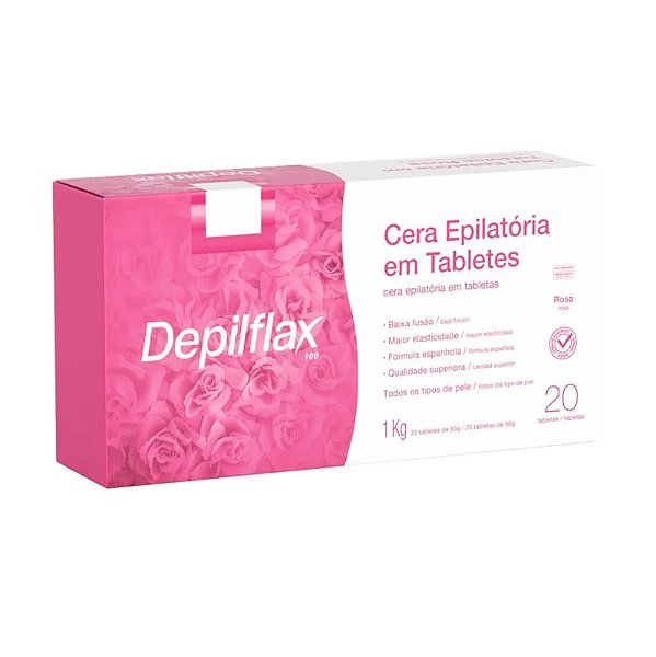 Cera Depilatória em Tabletes Depilflax Rosa 1kg