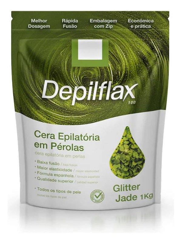 Cera Depilatória Em Pérolas Glitter Jade Depilflax 1kg