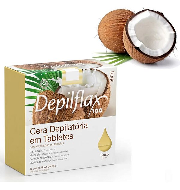 Cera Depilatoria Profissional Em Barras Depilflax Coco 500g