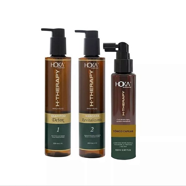 Kit Revitalizante Detox H-Therapy Home + Tônico Capilar Hoka