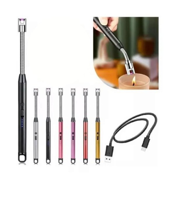 Acendedor Eletrônico Flexível USB Recarregável para Velas - Aço Inoxidável