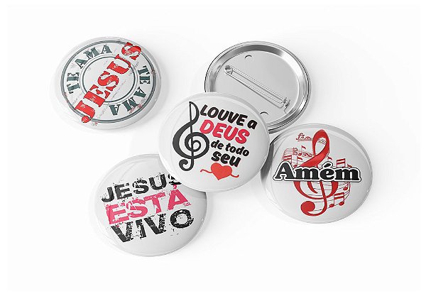 4 Botons Broche Alfinete, Música, Coleção Cristã Gospel Papers - Button, Botton, Botom, Boton