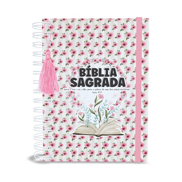 Bíblia Anote A5 Floral, Capa Dura, 75g, Bolso, Wire-o
