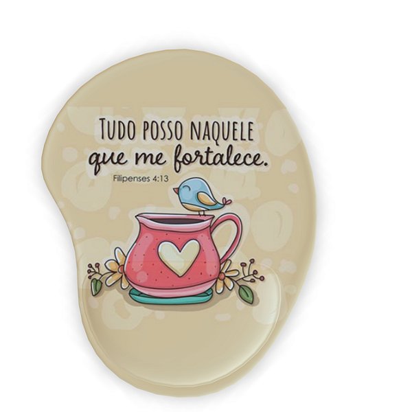 Mouse Pad com Apoio de Pulso - Tudo Posso - Emborrachado, Estampas Impressão Digital