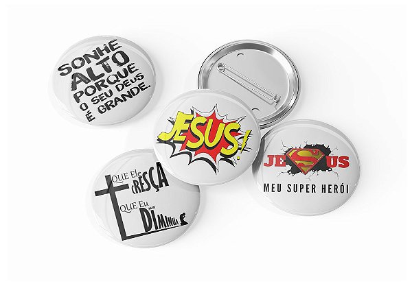4 Botons Broche Alfinete, Sonhe Alto, Coleção Cristã Gospel Papers, Button, Botton, Botom, Boton