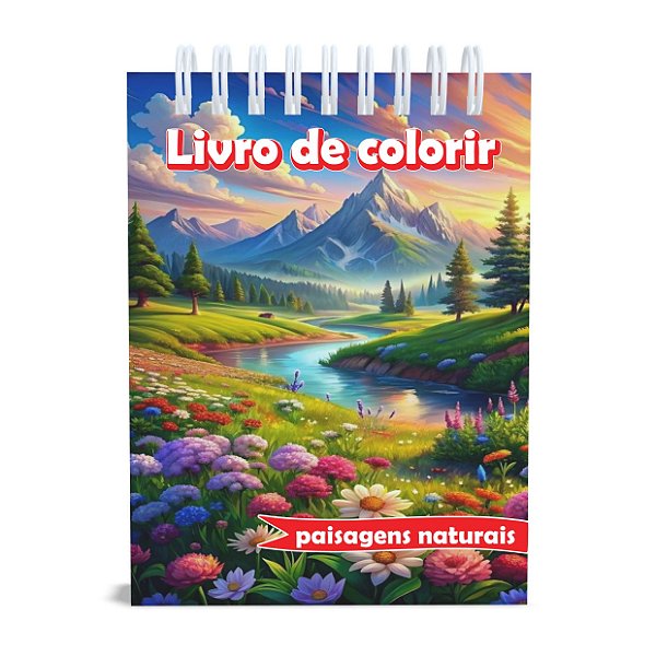 Livro de Colorir Paisagens Naturais, 120g, Capa Dura, 50 desenhos