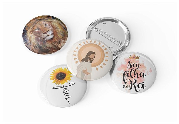 4 Botons Broche Alfinete, Coleção Cristã Gospel Papers - Button, Botton, Botom, Boton B.09