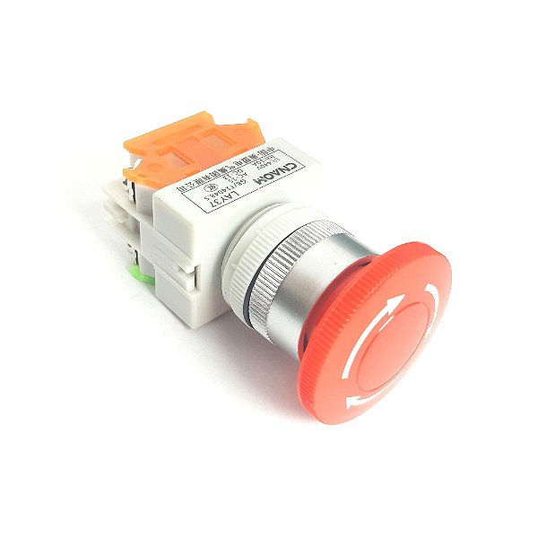 Botão de Emergência com Trava 660V 10A Cogumelo 22mm NA e NF - LAY37