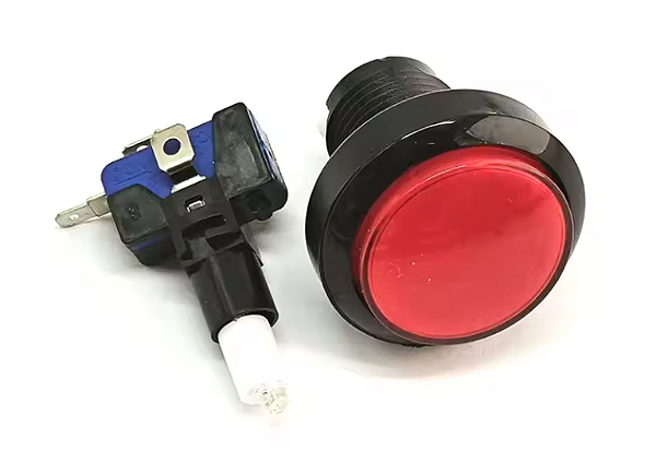 BOTAO ARCADE FLIPERAMA ILUMINADO 45mm - VERMELHO