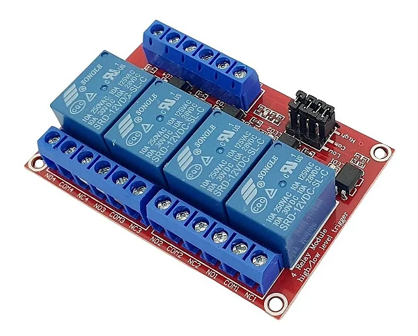 MODULO RELE 5V 10A 4 CANAIS COM BORNE KRE