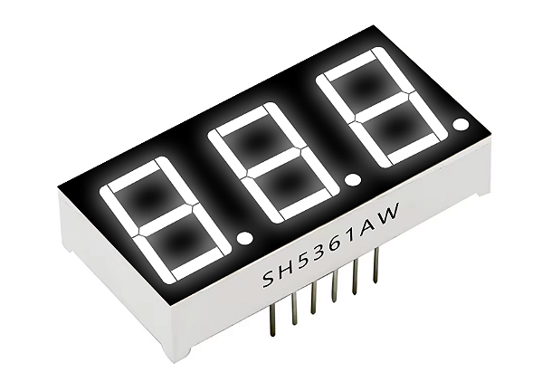 Display de 7 segmentos com 3 Dígitos (Catodo Comum - Branco)
