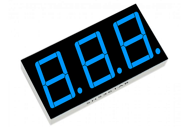 Display 7 seg. 3 dígitos (Anodo Comum - Azul)