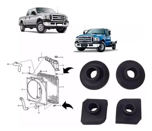 Kit C/4 Bucha Calço Radiador F250 F350 F4000 98/18 Original