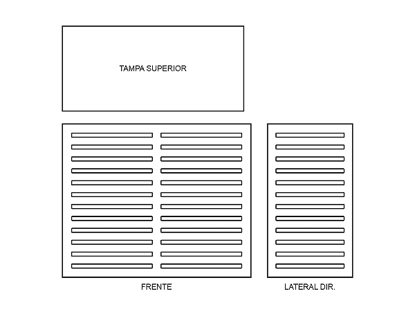 Protetor so medida, 3 lados, sendo tampa superior, frente, lat. direita