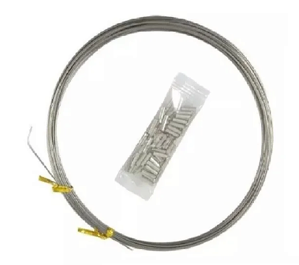 CABO DE AÇO INOXIDÁVEL COM REVESTIMENTO DE NYLON PARA PESCA PACOTE COM 10 METROS COM AS LUVAS ESCOLHA LIBRAGEM