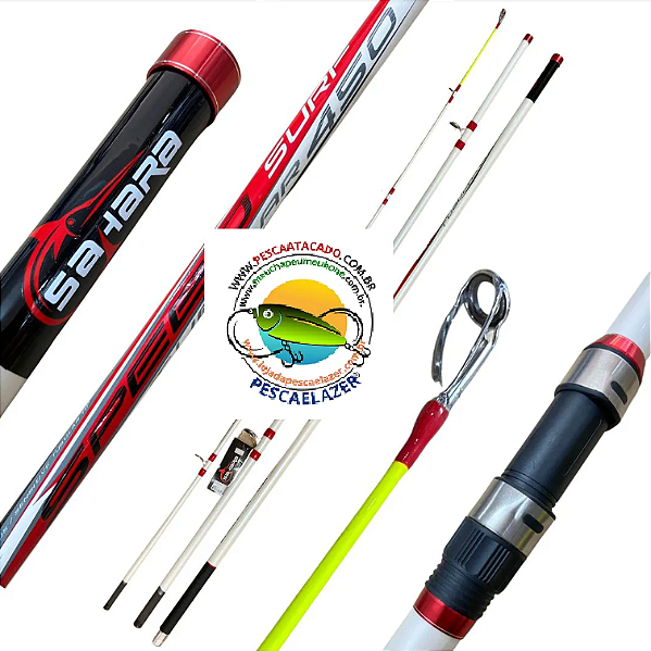 Vara Sahara Speed Surf 3,60 - 3,90 - 4,20 - 4,50 Mts Casting De 100 à 250 Gramas 3 Parte Fabricada Em Fibra De Carbono