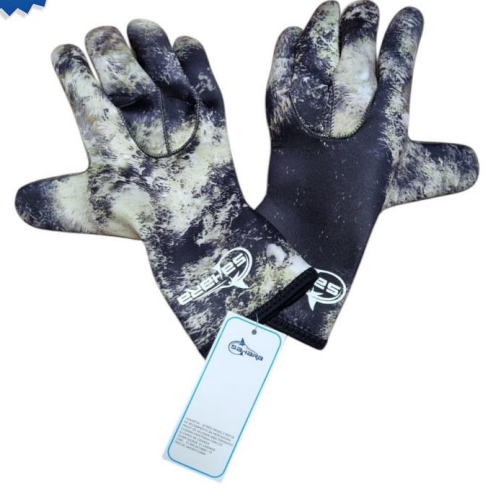 Luva Confeccionado em Neoprene 3 mm Revestida em nylon Interna e Externamente Cor Camuflado Tamanho P, M, G, GG E XGG