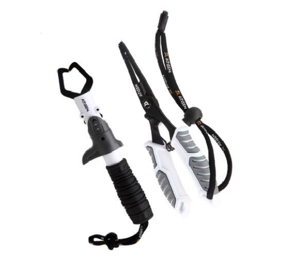 Kit Alicate Corte 18 cm + Pega Peixe 20 cm Modelo A-21 Aço Inoxidável 195 g Cores: Laranja, Verde, Preto, Rosa e Azul