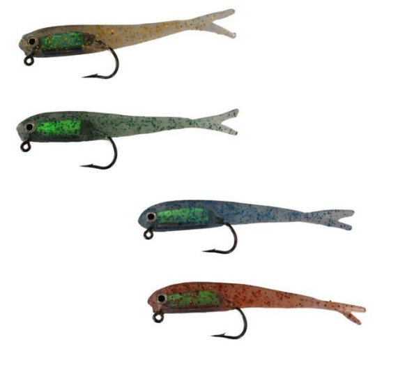 Isca Peixe Pititinga Silicone 7,5 cm Pacote com 10 unidades Cores: Vermelho, Dourado, Azul, Verde e Cinza