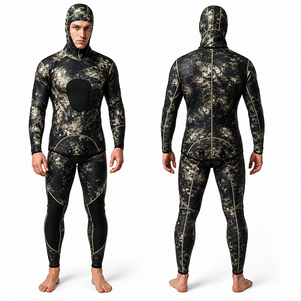 Roupa De Mergulho Tiger 3 mm Neoprene Duplo Nylon Jardineira e Macacão Camuflada Caça Sub Camuflagem P, M, G, GG E XGG