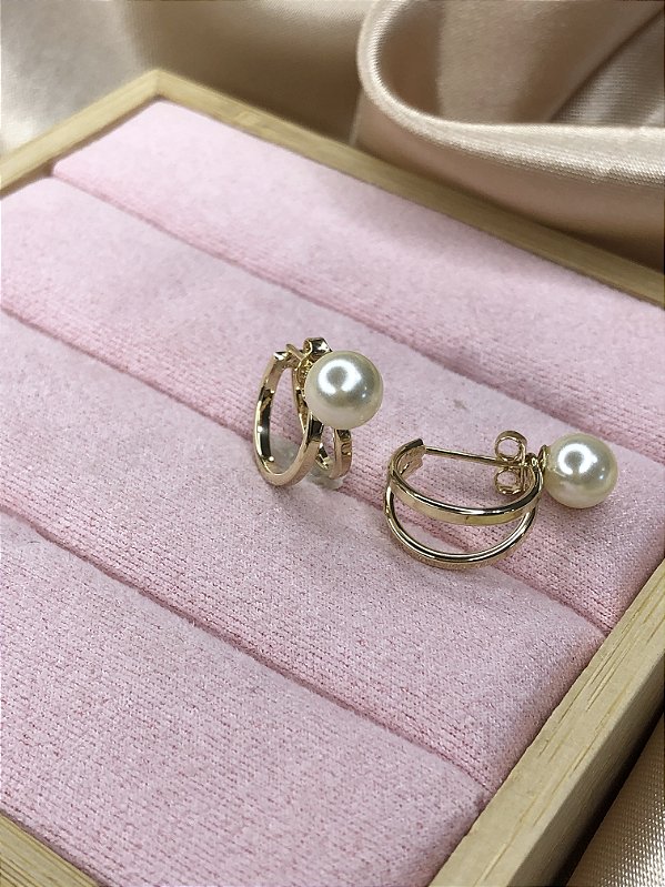 Argola Dupla com Pérola