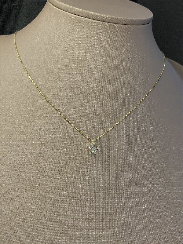 Gargantilha Ponto de Luz Estrela de Zircônia 37cm