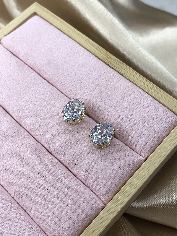 Brinco Cristal Oval Zircônia