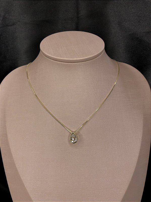Gargantilha Gota Cristal de Zircônia