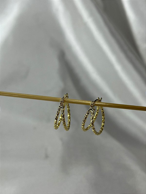 Argola Diamantada Dupla